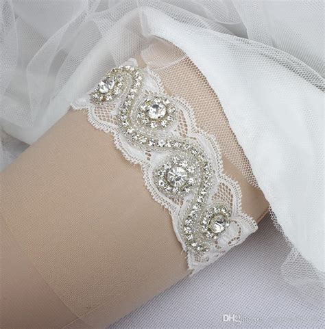 Lace Bridal Garters White Ivory 2015 Cheap Sexy With Crystal Beads