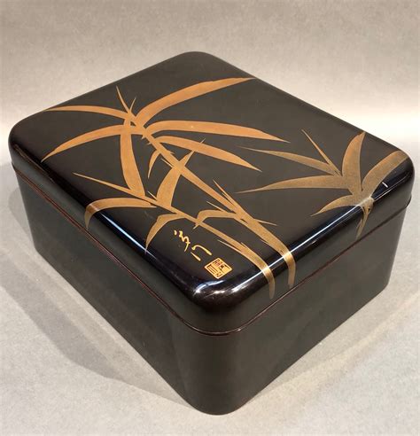 Antique Japanese Lacquer Box With Makie Suzuribako Ink Stone Kuraya