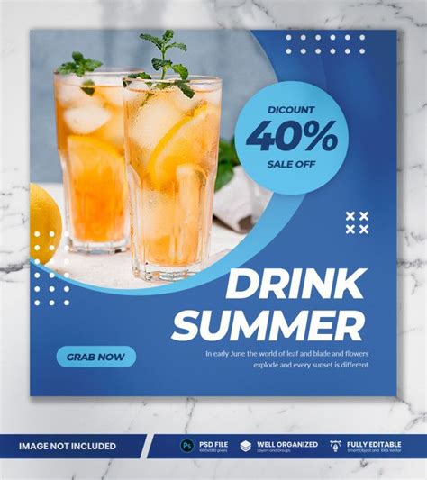 Summer Promo Drink Banner Banner Social Media Banner Drinks Design