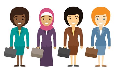 Businesswomen characters of different ethnicity in flat ...