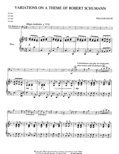 Variations On A Theme Of Robert Schumann Bariton Jw Pepper Sheet Music
