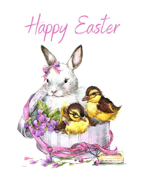 Happy Easter print, Easter art print, digital download, digital print, illustration, print 