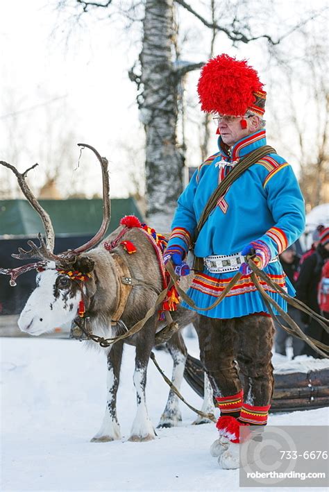 Ethnic Sami People At Winter Stock Photo