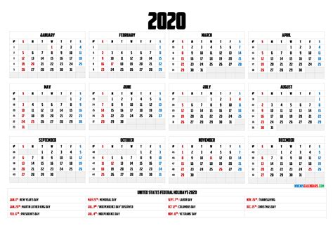 Free Printable Calendar 2020 12 Templates