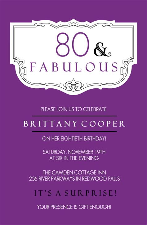 80th Birthday Party Invitations Templates Download Hundreds Free