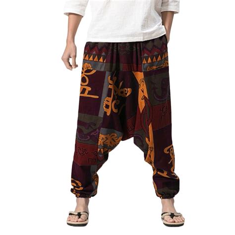 Men S Harem Pants Cotton Linen Festival Baggy Boho Trousers Retro Gypsy
