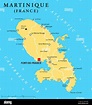 Carte politique de la Martinique avec capital Fort-de-France et les ...
