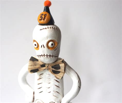 Halloween Skeleton With Bow Tie Folk Art Sculpture Folk Art Art