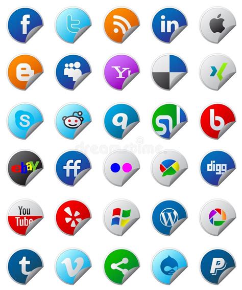 Social Media Buttons Set Stock Illustrations 6207 Social Media
