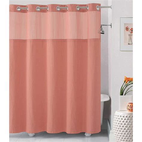 Hookless Hangis In Seconds Waffle Fabric Shower Curtain 71 X 74 Coral