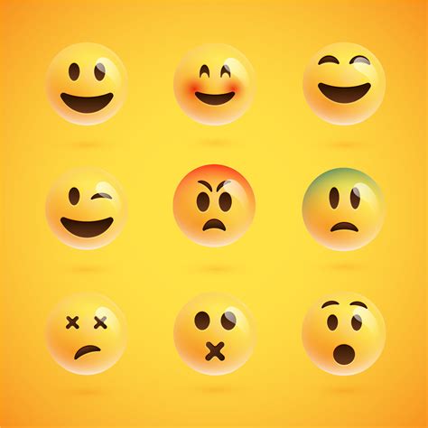 Yellow Emoticons Emojis Vector Illustration Flat Vector De Stock The