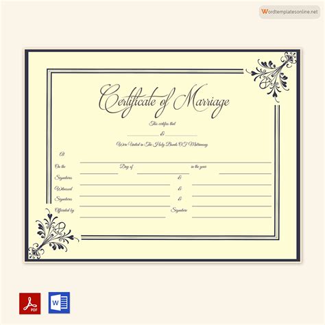 65 Free Marriage Certificate Templates Word Pdf Editable