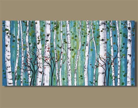 Abstract Painting Panoramic Birch Tree Painting White Birch Etsy
