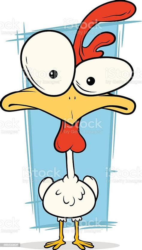 Cartoon Crazy Chicken With Big Eyes Stock Illustration Download Image