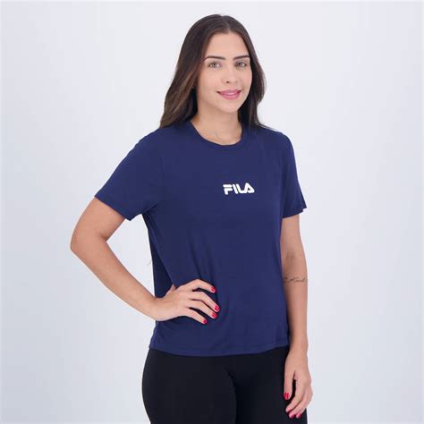 Camiseta Fila Letter Fit Feminina Marinho FutFanatics