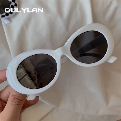 Oulylan Clout Goggles Kurt Cobain Sunglasses Men Vintage Oval Sun