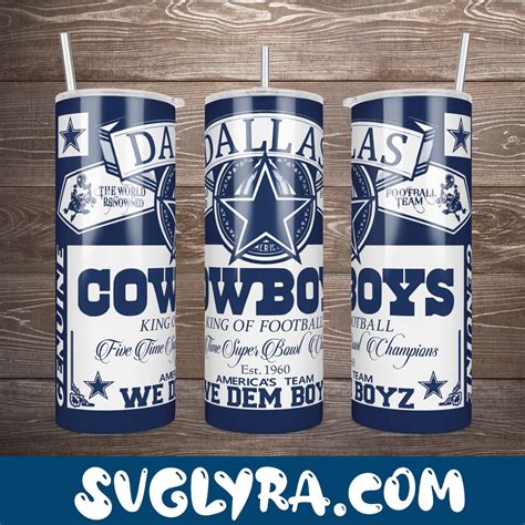 Dallas Cowboys Full Tumbler Wrap 20oz Straight Png Instant Download