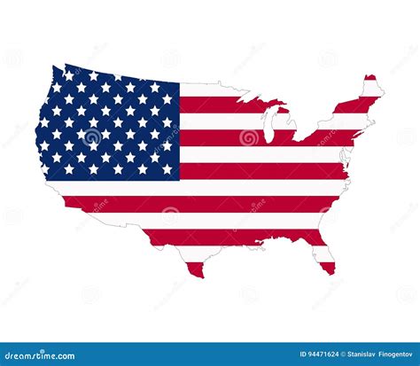 Usa Flag Map Contour Flat Style Vector Illustration Stock Vector