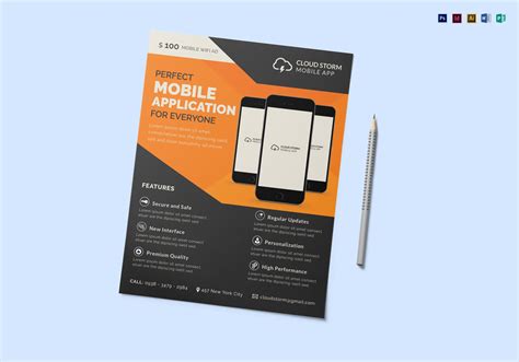 Mobile App Flyer Design Template In Psd Word Publisher Illustrator