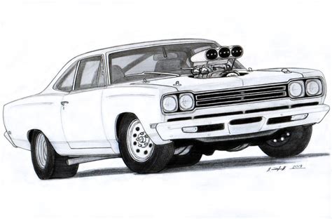 1969 Dodge Charger Cartoon Clipart