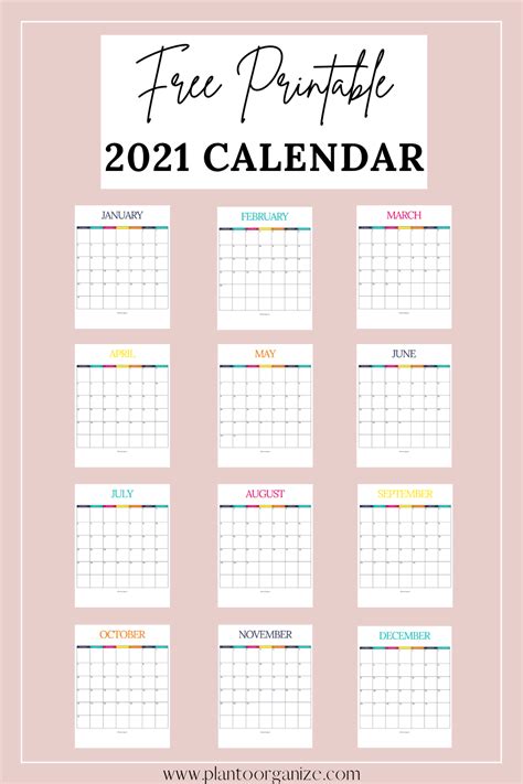 Free Printable 2021 Calendar Plan To Organize Free Monthly Calendar