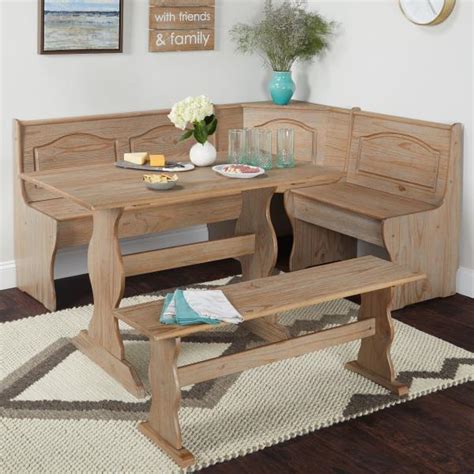 Sedona corner nook 2 piece dining set by just cabinets. 3 pc Rustic Wooden Breakfast Nook Dining Set Corner Booth ...