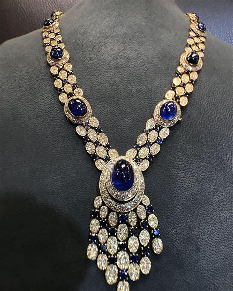 Van Cleef and Arpels Cabochon Sapphire Diamond Necklace Bracelet ...