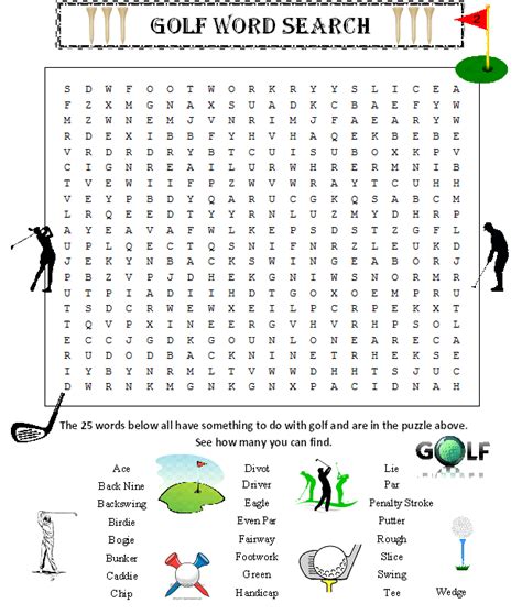 Golf Word Search Plus Seventh Grade Word Search 2 Puzzles Made By