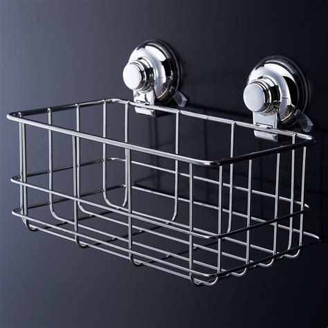 Rectangular Basket With Suction Cups Bathroom Basket Storage Shower