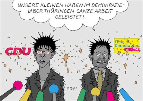 Bodo ramelow lehnt handschlag von björn höcke ab. Jugend forscht von Erl | Politik Cartoon | TOONPOOL