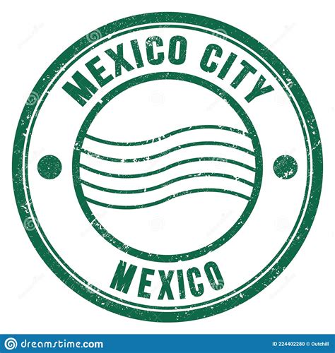 Mexico City Mexico Words Written On Green Postal Stamp Stock