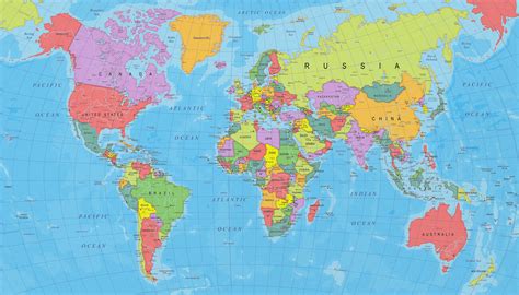 Stadtkarte Von Detailed Colorful Political World Map ǀ Alle Stadtkarten