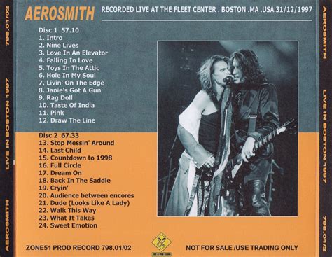 Aerosmith Bootlegs Cover Arts Live In Boston 1997