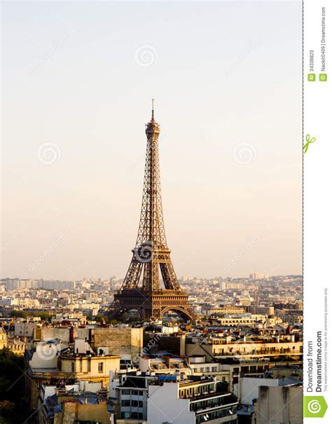 Eiffel Tower Paris Panoramic View From Triumphal Arch
