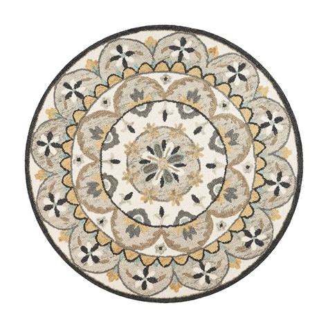 Earth Toned Medallion Design Woven From Virgin Wool Hand Tufted Weave