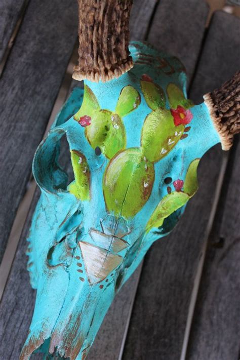 Cactus and succulents require less care than some other plants because they store so. Painted Deer Skull with Horns | Cow skull art, Painted ...