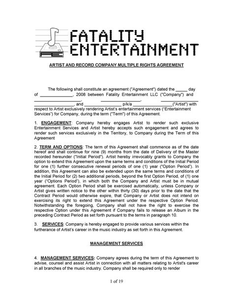50 Artist Management Contract Templates Ms Word Templatelab