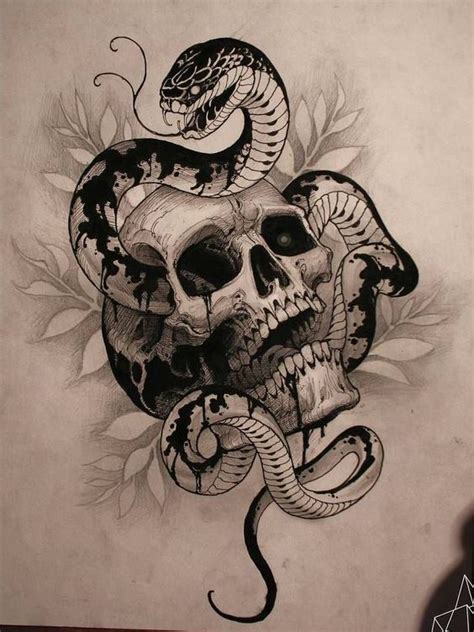Badass Snake And Skull Tattoos Ideas Snake Tattoo Design