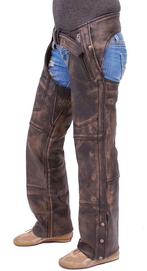 Western Chaps Genuine Leather Cowhide And Suede With Brass Hardware Men