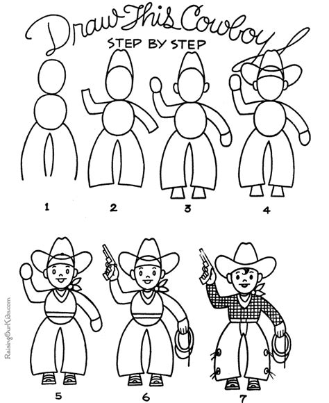 Cowboy Drawing For Kids Carinewbi