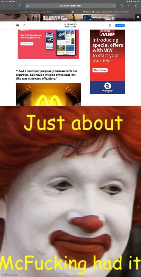 Ronald Mcdonald Just About Had It Imgflip