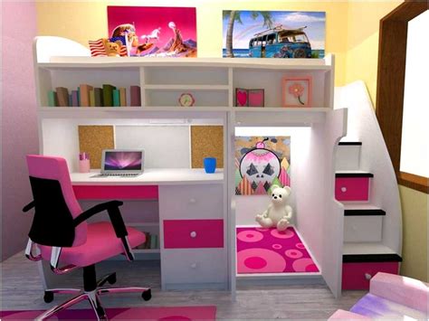 Stunning Furniture Mesmerizing Girl Bedroom Bunk Bed Desk 30