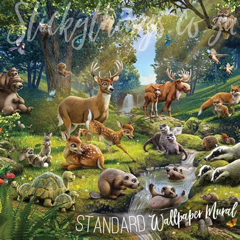 Animals Of The Forest Mural Cute Forest Animals Woodland Wall Mural