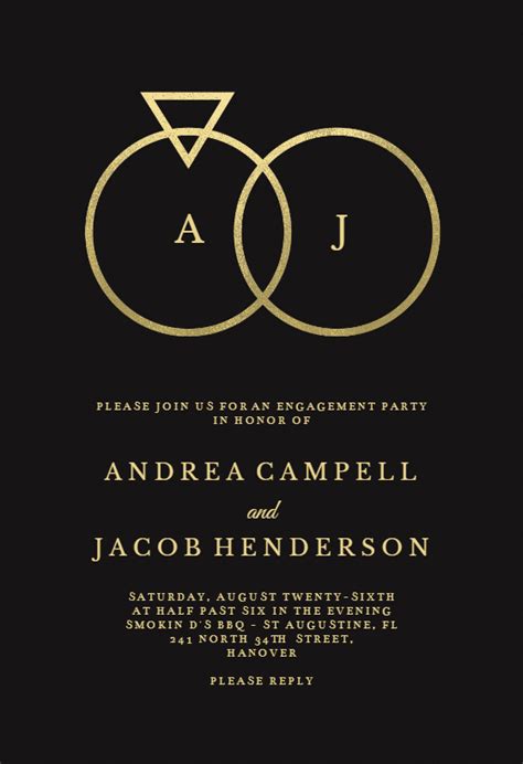 connected rings engagement party invitation template
