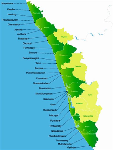 Kerala State Map With Districts Maps Kerala State Disaster