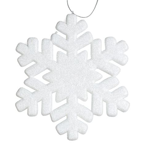 White Glittered Snowflake Ornament Christmas Ornaments Christmas