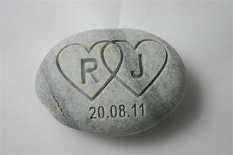 Interlocking Hearts Engraved Oath Stone Initials Date