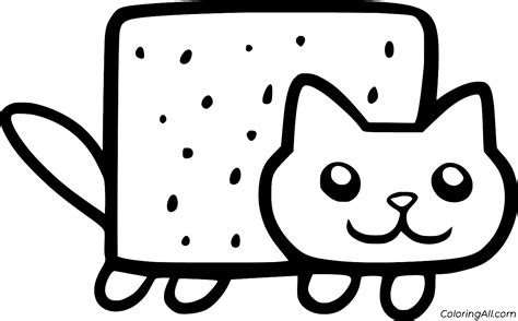 Smiling Nyan Cat Coloring Page Coloringall