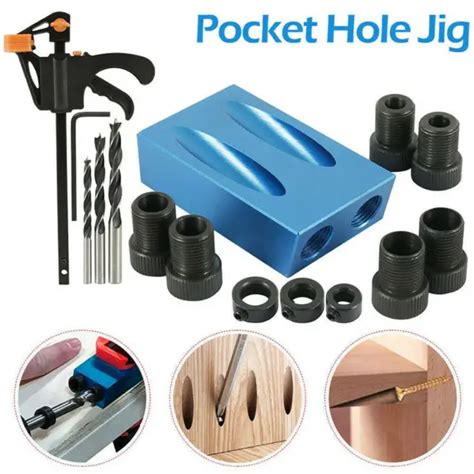 15 Degree Pocket Hole Screw Jig Dowel Drill Set Wood Tool Kit Angle