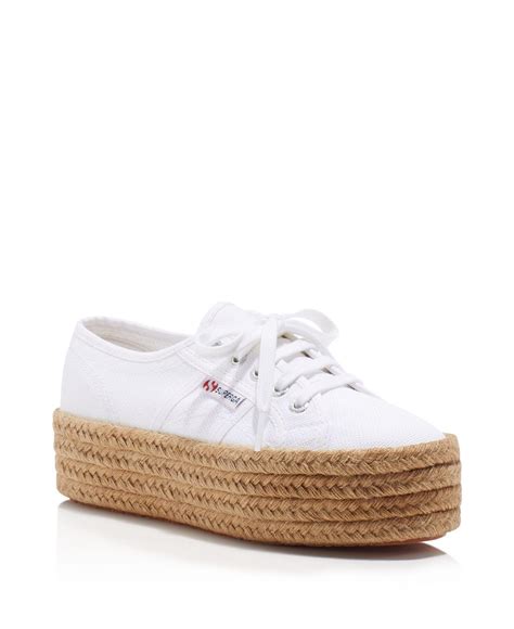 Lyst Superga Cotropew Lace Up Platform Espadrille Sneakers In White